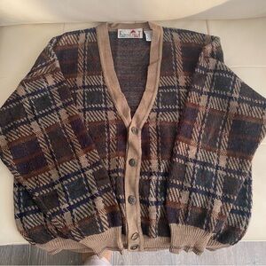 Vintage Florence Tricot made in Italy Plaid Button-Up Cardigan